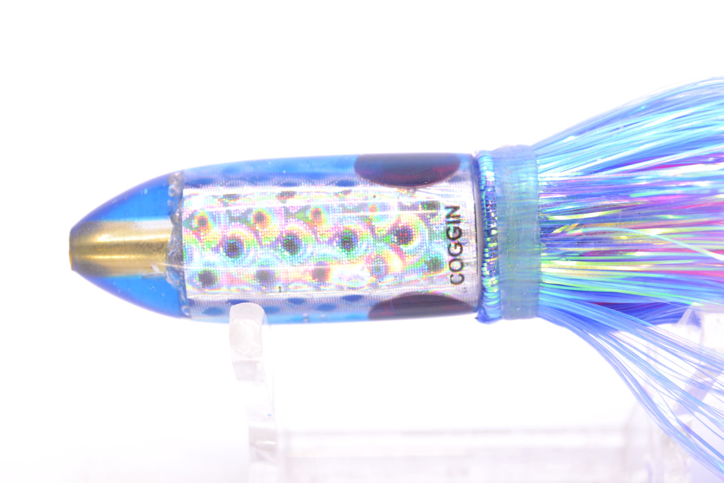 Coggin Lures Silver Rainbow Scale Blue Back Peanut Dart 4.5" 1.5oz Flashabou Blue/Pink