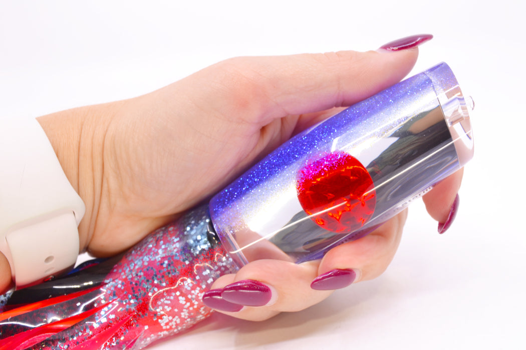 Moyes Lures Clear Mirrored Blue Back Red Eyes Medium Dark-N-Stormy 12" 8.5oz Skirted