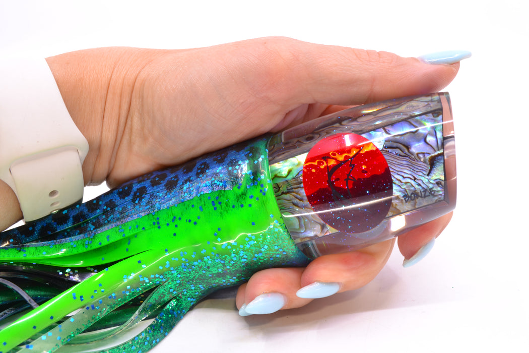 Bonze Lures Paua Shell Red Eyes Scorpion 14" 11.3oz Skirted Black Dots-Blue Dots