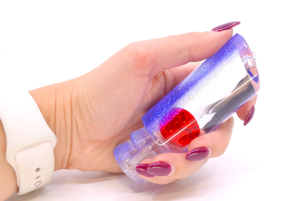 Moyes Lures Clear Mirrored Blue Glittered Back Red Eyes Medium Pipe Bomb 12" 4.6oz