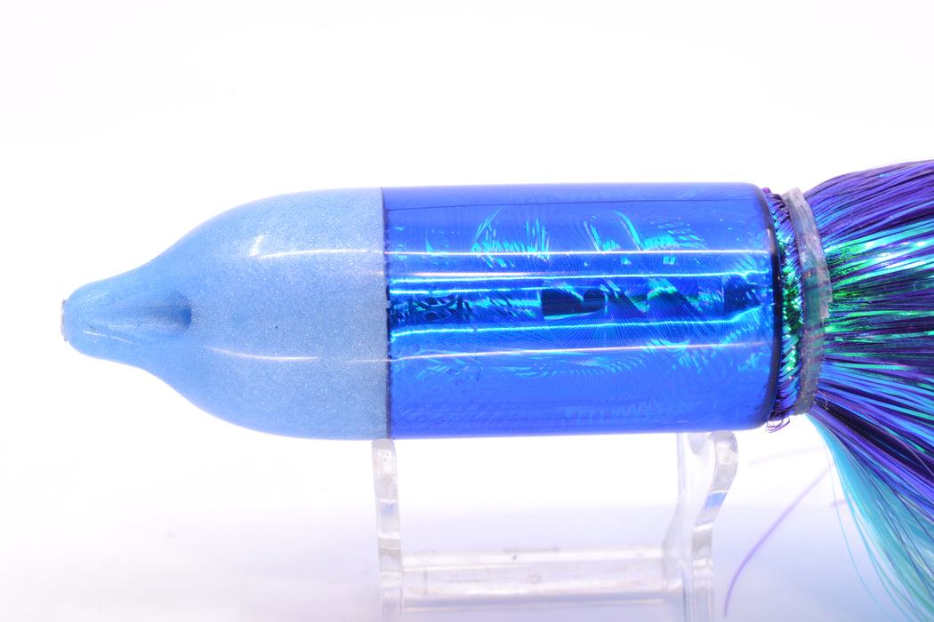 Jackpot Lures Blue Pearl Nose Rainbow Swirl 4-Hole Big Blue 12" 14oz EZ Flash Purple-Ice Blue