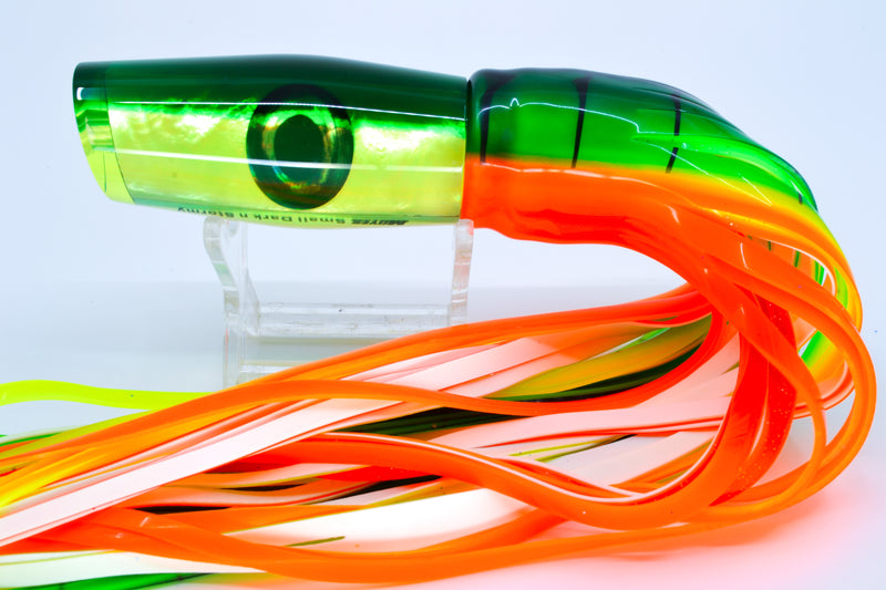 Moyes Lures Chartreuse MOP Green Back Small Dark-N-Stormy 9" 4.5oz Skirted Guacamaya GZE