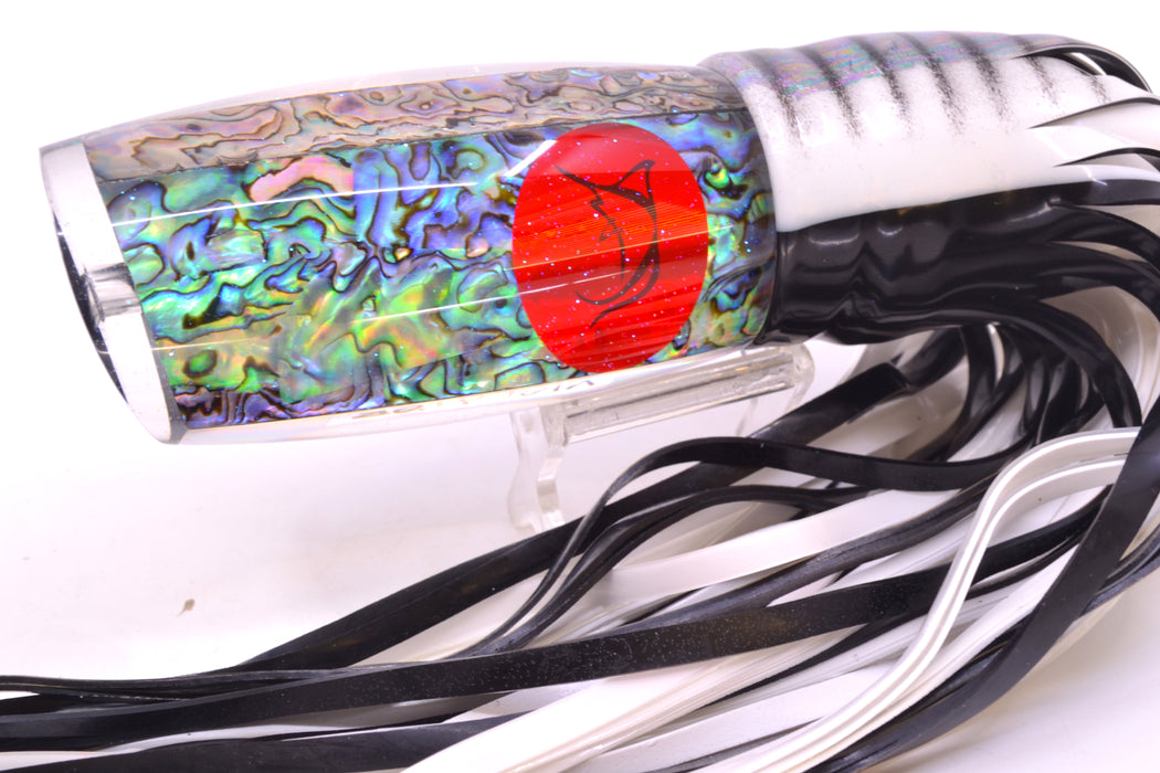 Bonze Lures Paua Shell Red Eyes Violator 14" 17oz Skirted White Aurora-Black