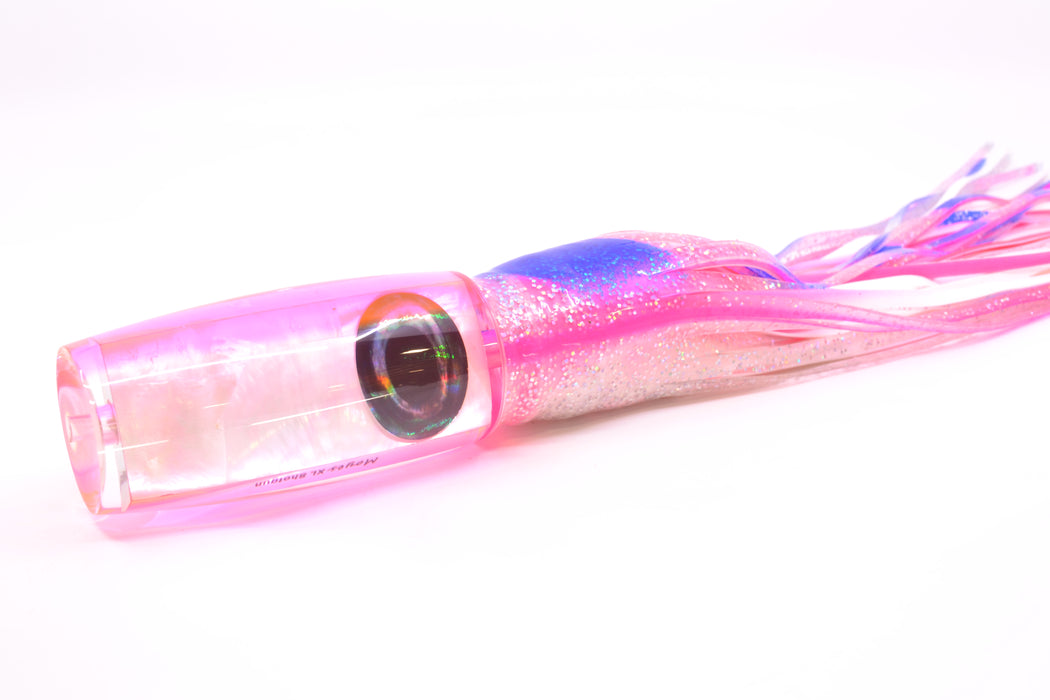 Moyes Lures White MOP Pink Back XL Shotgun 14" 12oz Skirted Holo-Blue Bars/Pink-White GZE