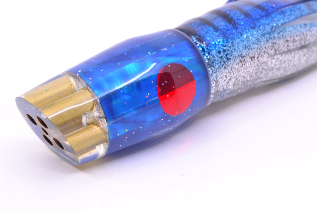 Tanigawa Lures Blue MOP Red Eyes 4-Hole Slant 9"+ 11oz Skirted Blue Aurora GZE