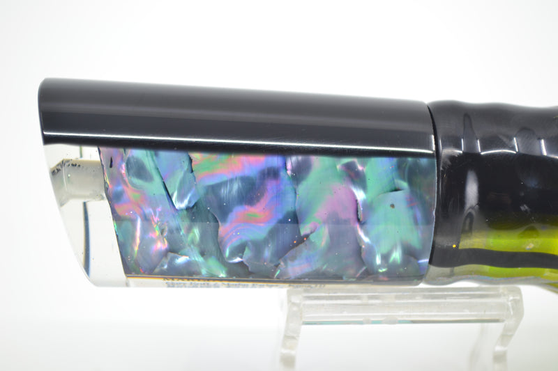 Marlin Magic Abalone Black Back No Eyes Reverse Taper Large Tube 12" 8.6oz Skirted