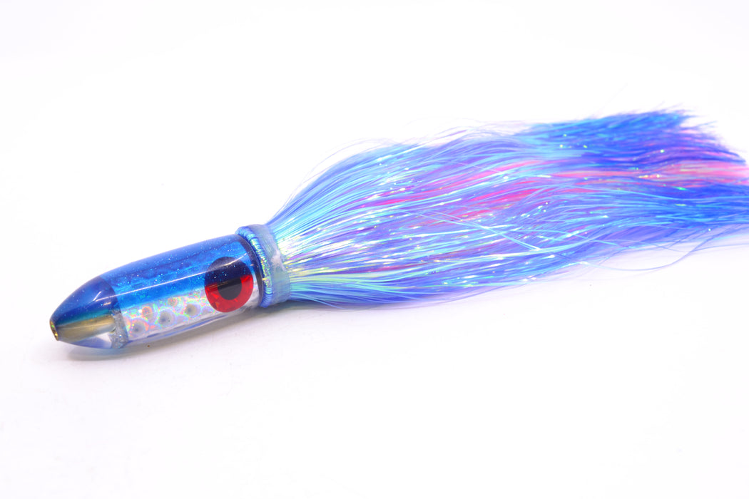 Coggin Lures Silver Rainbow Scale Blue Back Peanut Dart 4.5" 1.5oz Flashabou Blue/Pink
