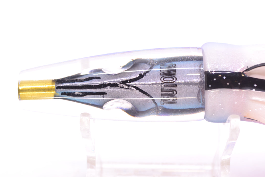 Tsutomu Lures Blue & Purple Bars-Black Line Fish Head Poke Invert 6" 3.2oz Skirted Gay Bob