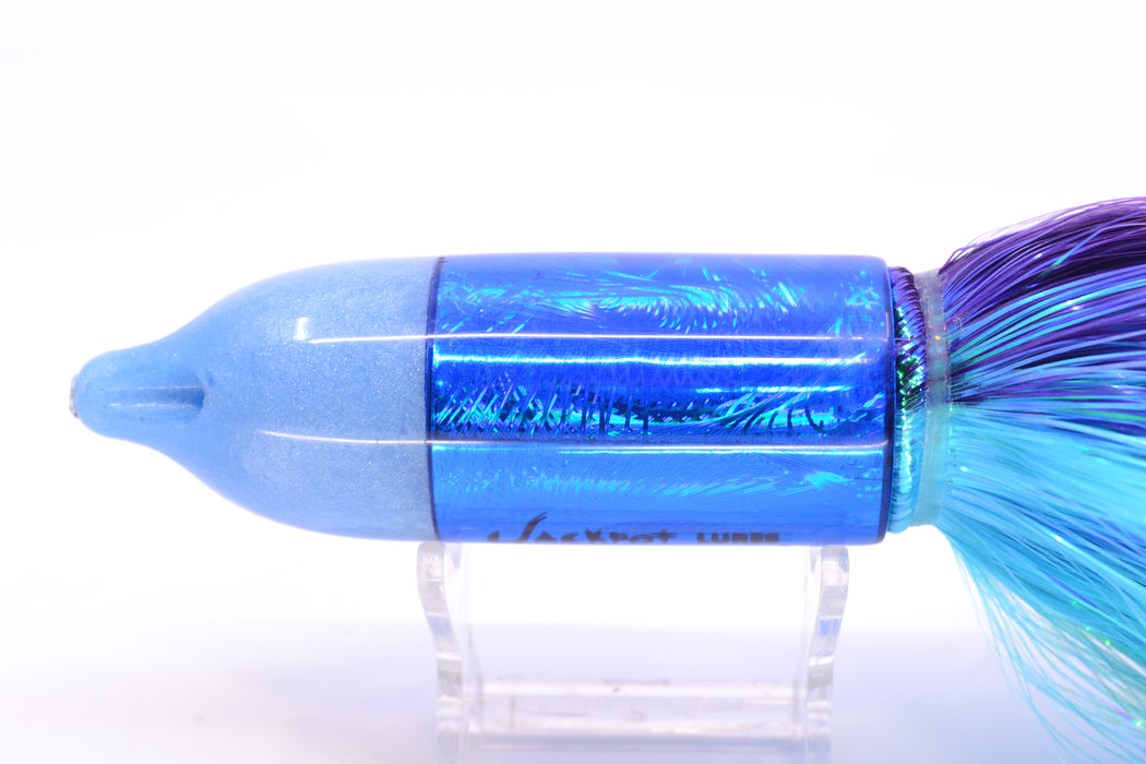 Jackpot Lures Blue Pearl Nose Rainbow Swirl 4-Hole Big Blue 12" 14oz EZ Flash Purple-Ice Blue