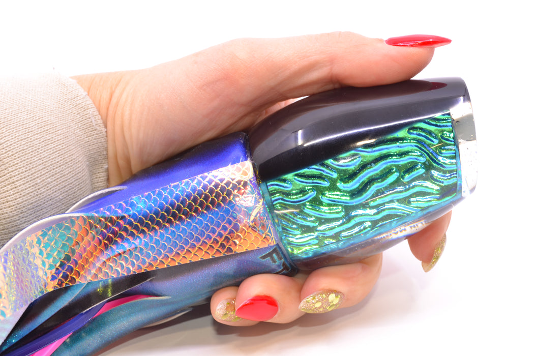 Marlin Magic Ice Blue-Akule Lava Black Back Bog Eye 14" 9.5oz FT Vinyl Skipjack with Wings GZE