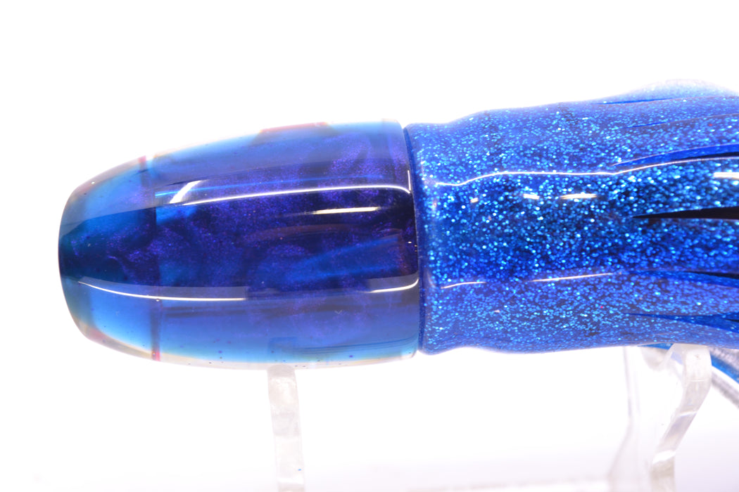 Bomboy Lures White Abalone Blue Back Ahi Bomb 9" 4oz Skirted Blue-Silver/Black-Purple