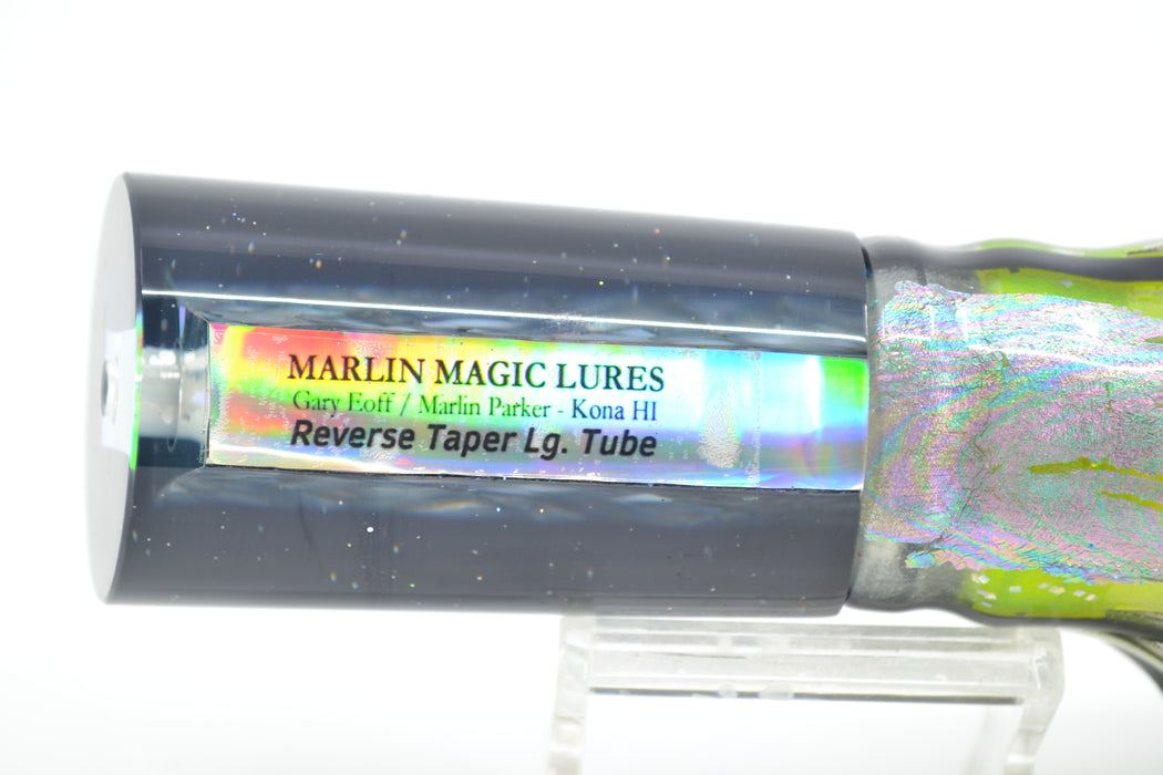 Marlin Magic Abalone Black Back No Eyes Reverse Taper Large Tube 12" 8.6oz Skirted
