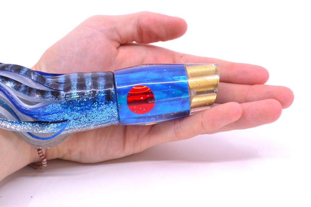 Tanigawa Lures Blue MOP Red Eyes 4-Hole Slant 9"+ 11oz Skirted Blue Aurora GZE