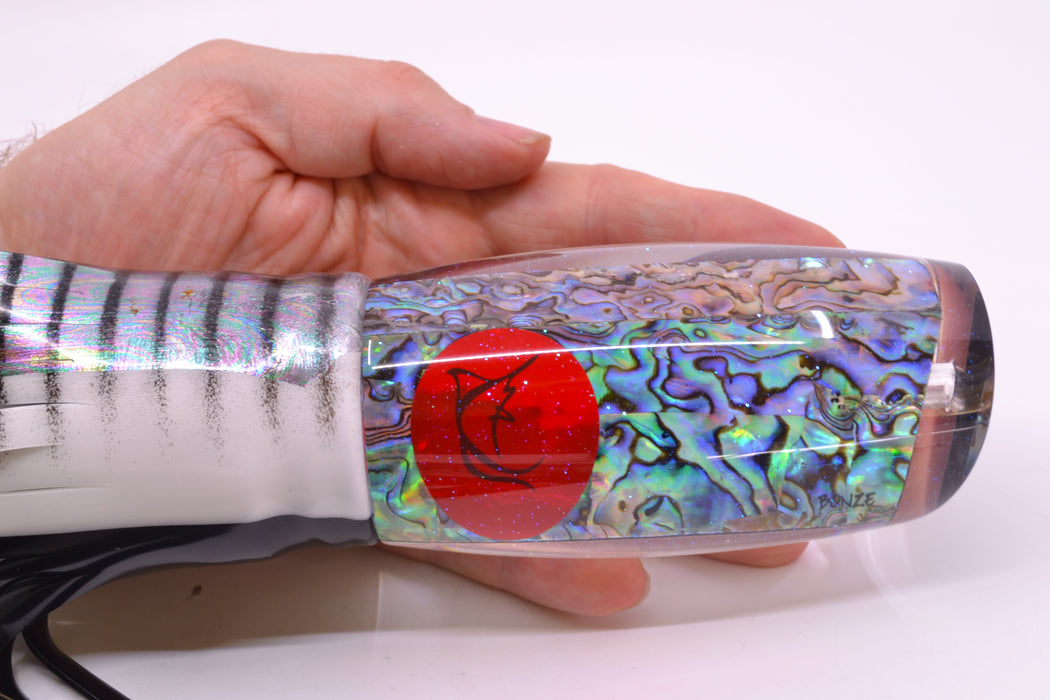 Bonze Lures Paua Shell Red Eyes Violator 14" 17oz Skirted White Aurora-Black