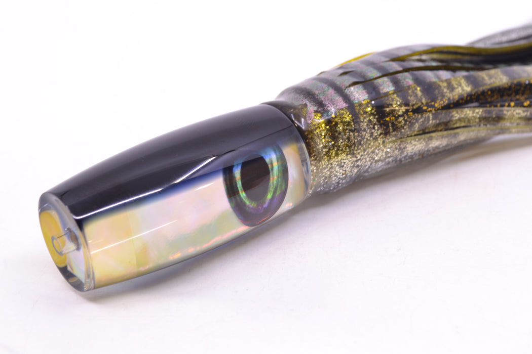 Moyes Lures Golden MOP Black Back Taxi Eyes Small Shotgun 9" 4oz Skirted GZE