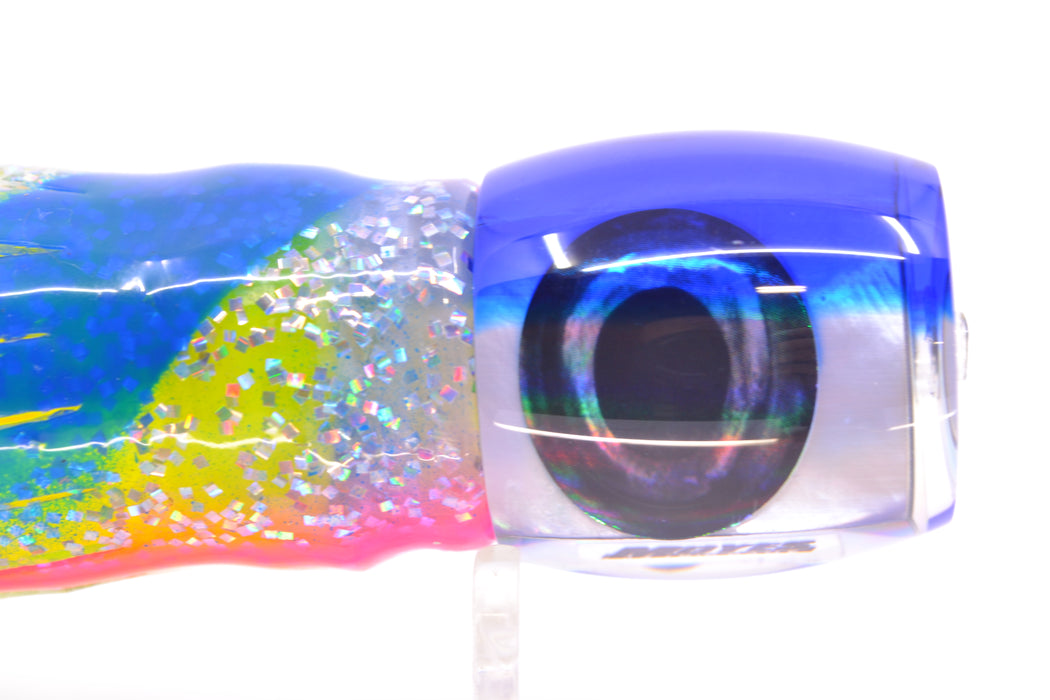 Moyes Lures White MOP Blue Back Taxi Eyes Small Secret 9" 3oz Skirted Holo-Blue Bars