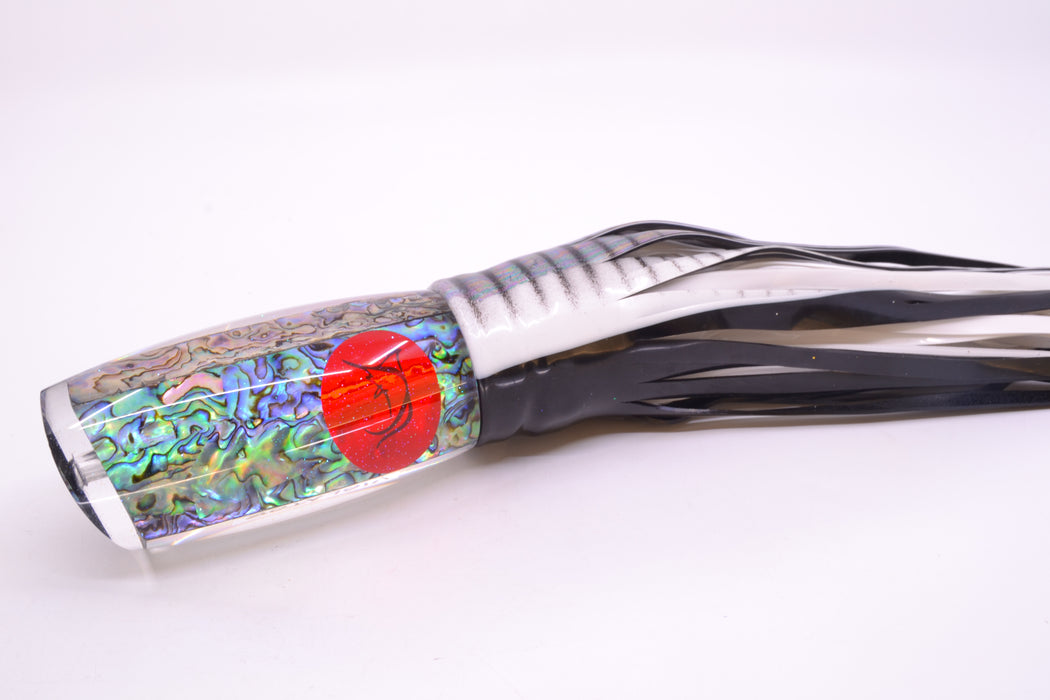 Bonze Lures Paua Shell Red Eyes Violator 14" 17oz Skirted White Aurora-Black