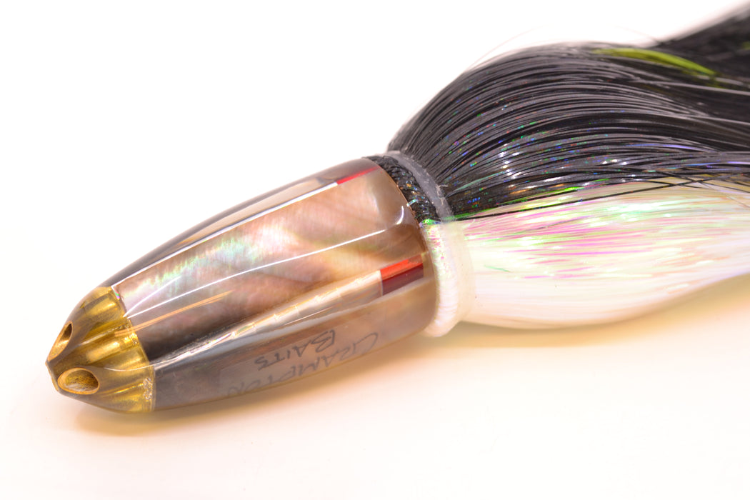Crampton Baits Real Tahitian MOP 4-Hole Bullet 7" 4.2oz Strobez Black-White *CRACKED*