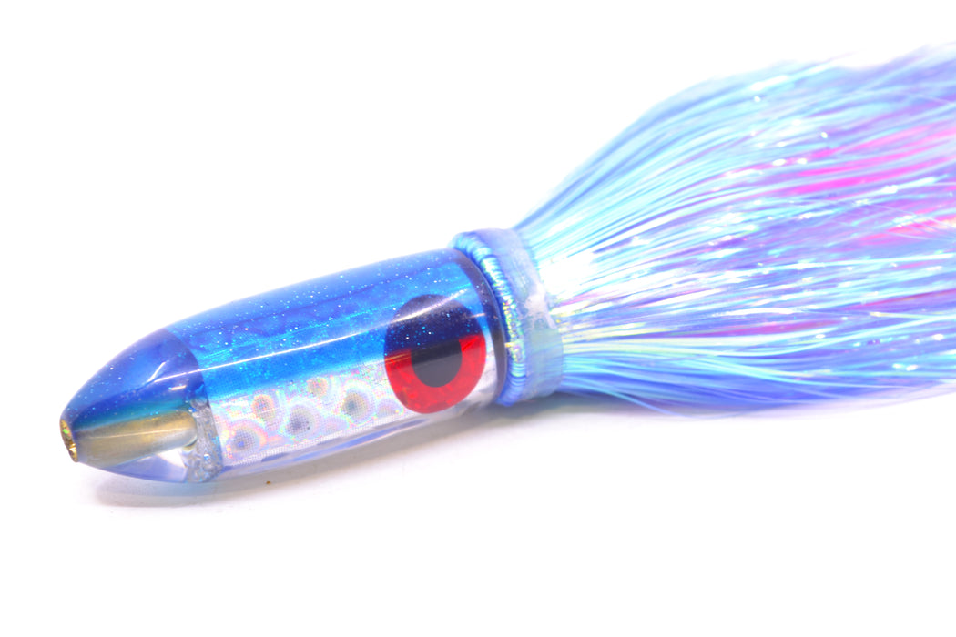 Coggin Lures Silver Rainbow Scale Blue Back Peanut Dart 4.5" 1.5oz Flashabou Blue/Pink