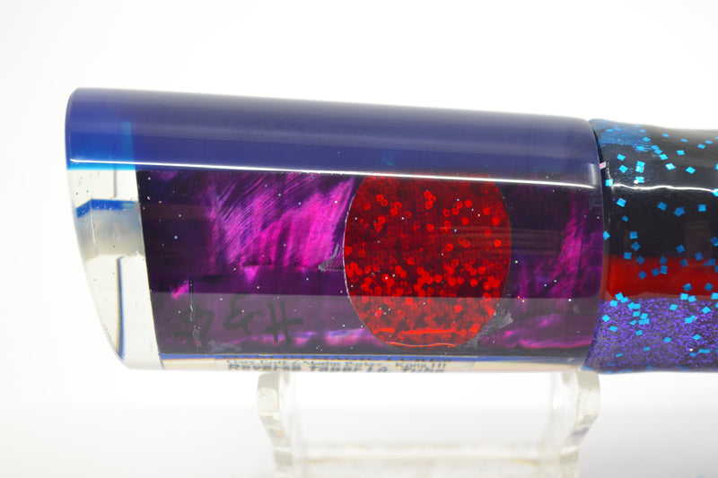 Marlin Magic Purple MOP Blue Back Red Eyes Reverse Taper Large Tube 12" 8.6oz Skirted