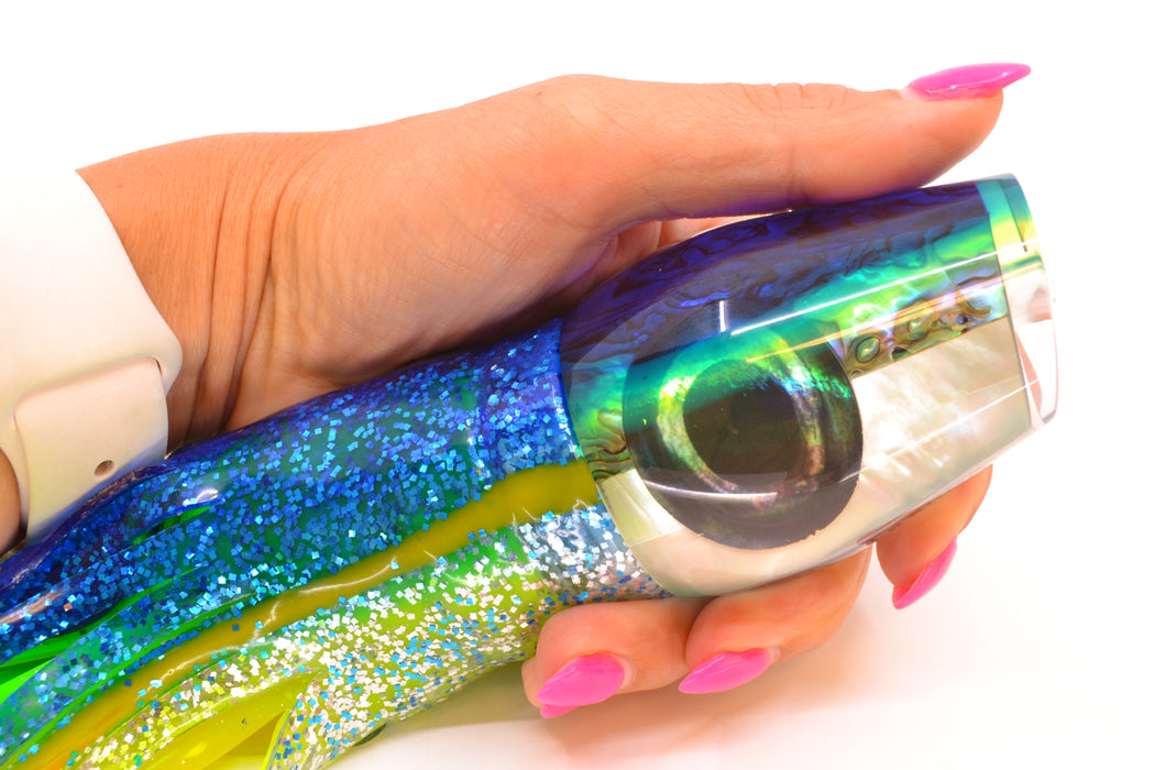 Moyes Lures Yellowfin Paua-MOP Blue-Yellow Back Large Sumo 14" 13.8oz Skirted