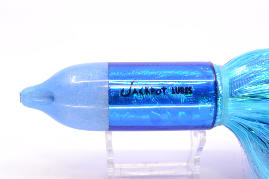Jackpot Lures Blue Pearl Nose Rainbow Swirl 4-Hole Big Blue 12" 14oz EZ Flash Purple-Ice Blue