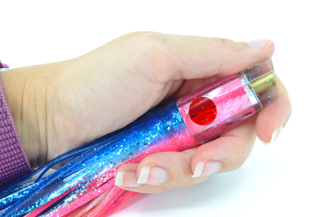 Tanigawa Lures Pink MOP Red Eyes Small Slant 7" 4oz Skirted Blue-Pink
