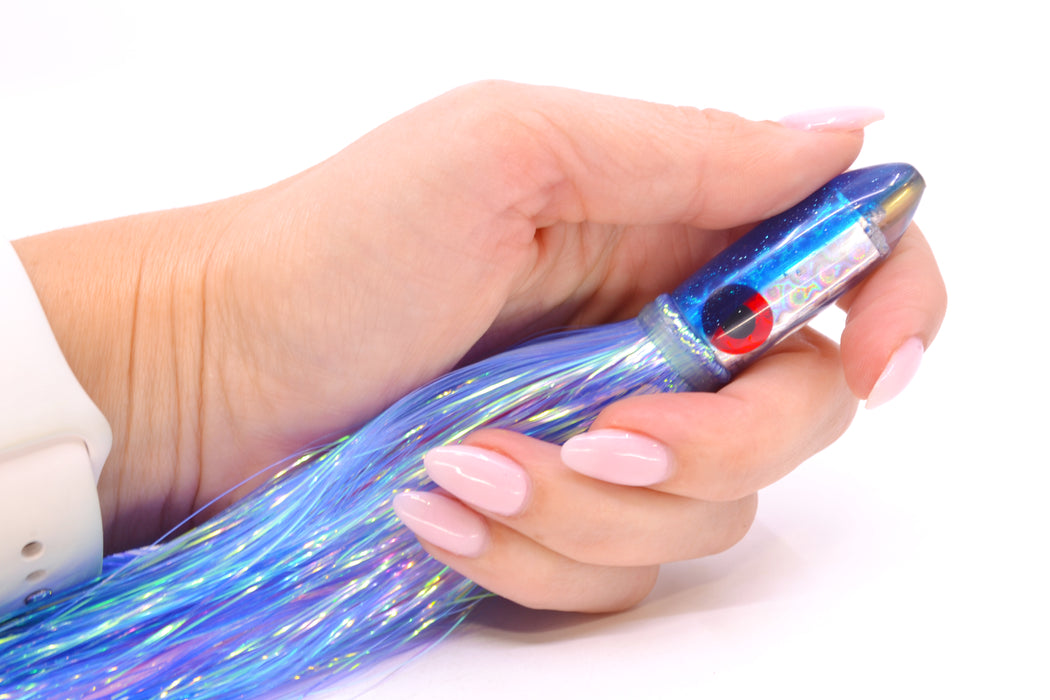 Coggin Lures Silver Rainbow Scale Blue Back Peanut Dart 4.5" 1.5oz Flashabou Blue/Pink