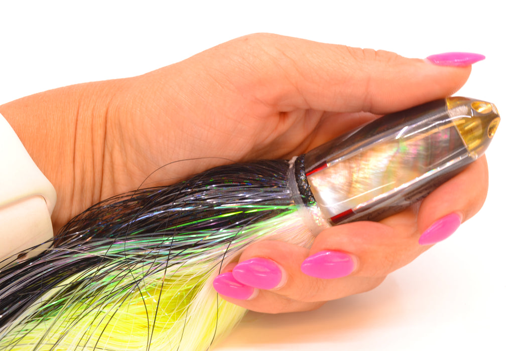 Crampton Baits Real Tahitian MOP 4-Hole Bullet 7" 4.2oz Strobez Black-White *CRACKED*
