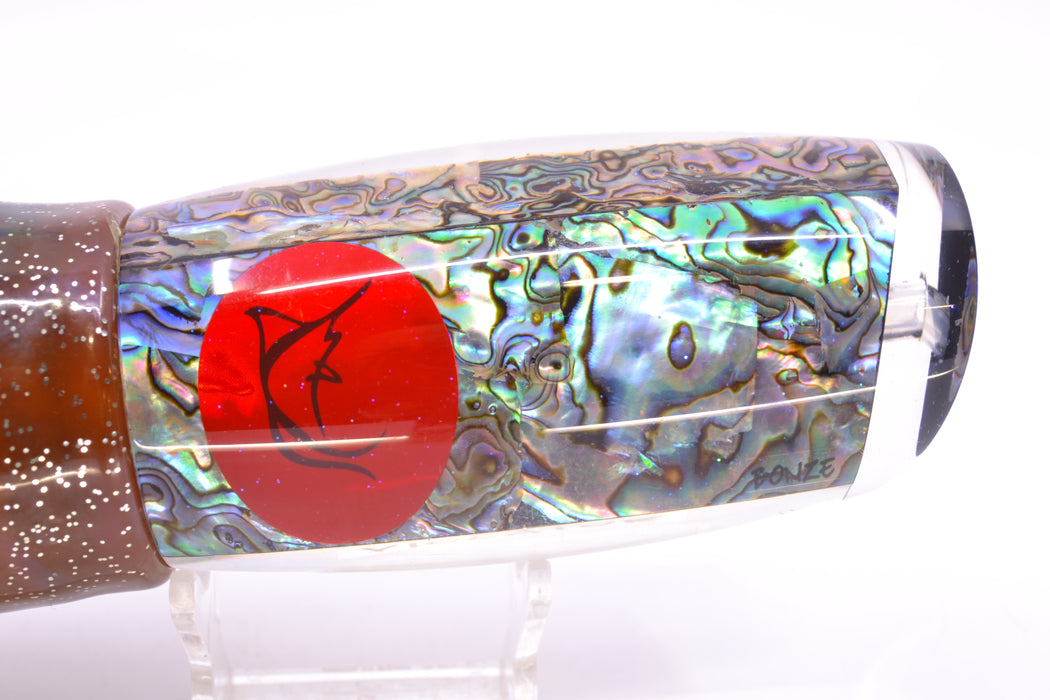 Bonze Lures Paua Shell Red Eyes Violator 14" 17oz Skirted Root Beer-Black Kajiki