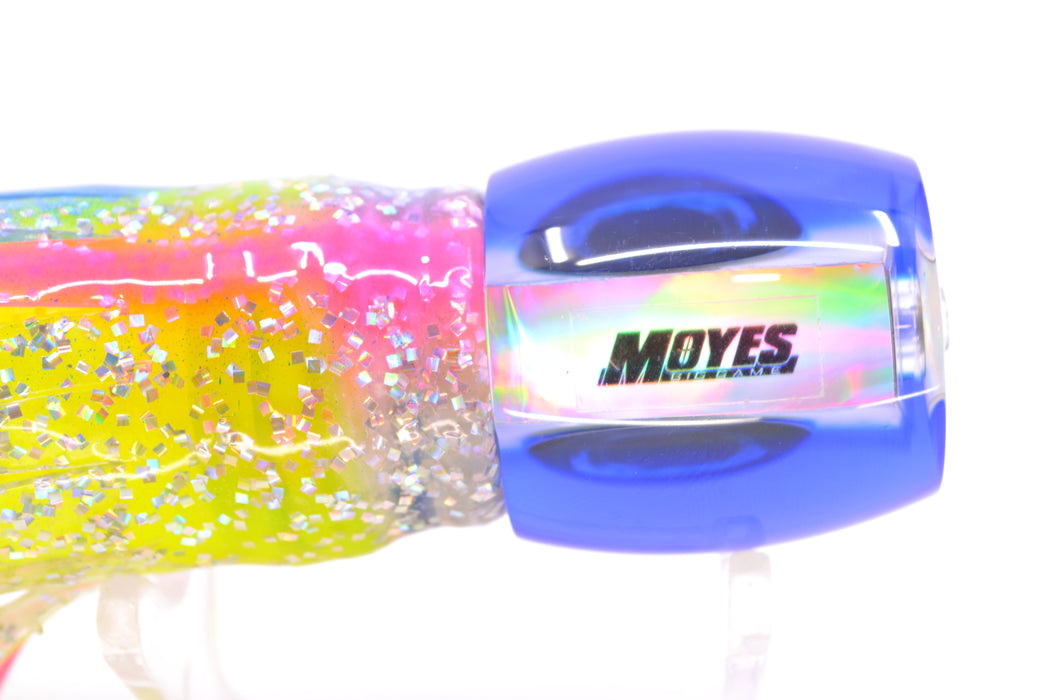 Moyes Lures White MOP Blue Back Taxi Eyes Small Secret 9" 3oz Skirted Holo-Blue Bars