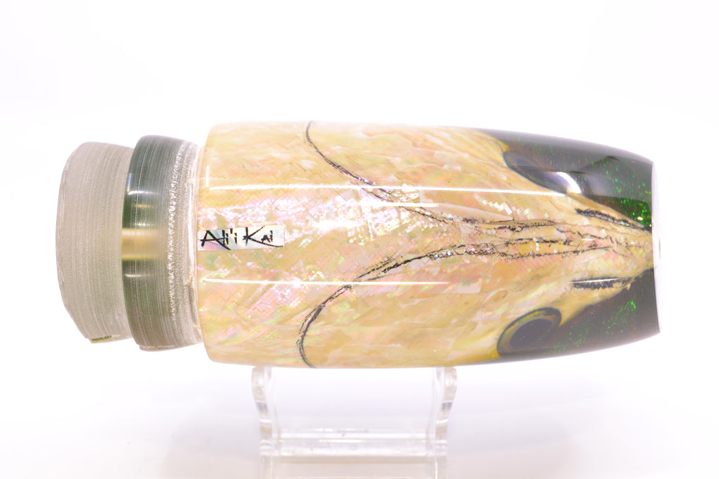 Ali'i Kai Lures White Shell Blue-Yellow Chameleon Back Fish Head XL Plunger 16" 14oz GZE