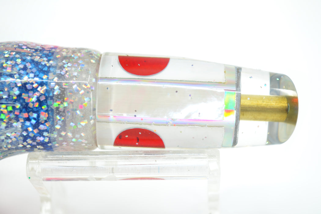 Tanigawa Lures White MOP Red Eyes Small Slant 7" 4oz Skirted Clear-Blue-Pink