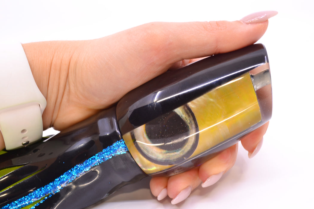 Marlin Magic Golden MOP Black Back Taxi Eyes Captain's Choice 14" 12.5oz Skirted Yellowfin