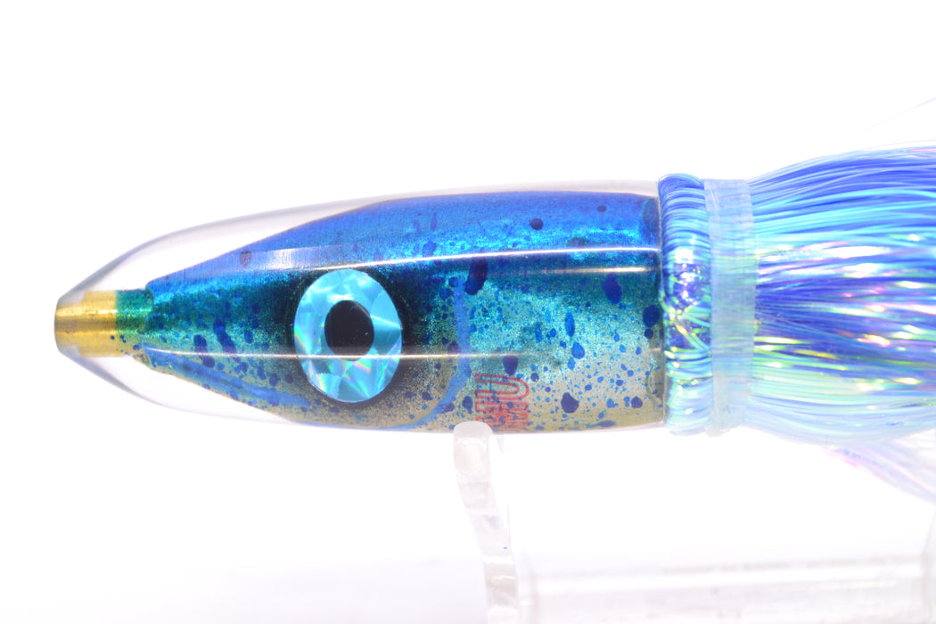 Tsutomu Lures Blue Mahi Fish Head Poke Bullet 6" 2.8oz Flashabou Blue-White