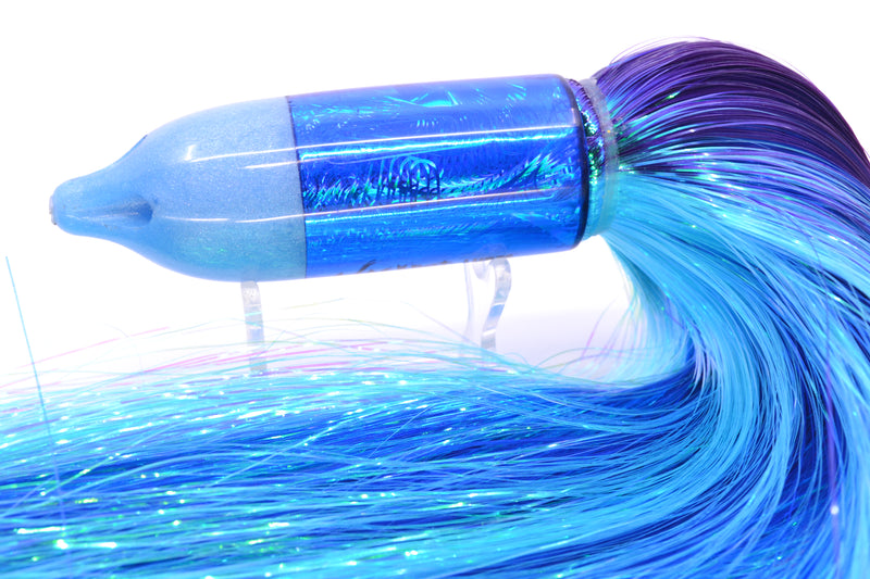Jackpot Lures Blue Pearl Nose Rainbow Swirl 4-Hole Big Blue 12" 14oz EZ Flash Purple-Ice Blue