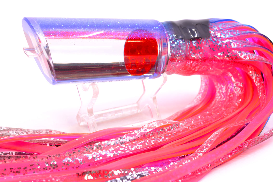 Moyes Lures Mirrored Blue Glittered Back Red Eyes Medium Pipe Bomb 12" 7.5oz Skirted
