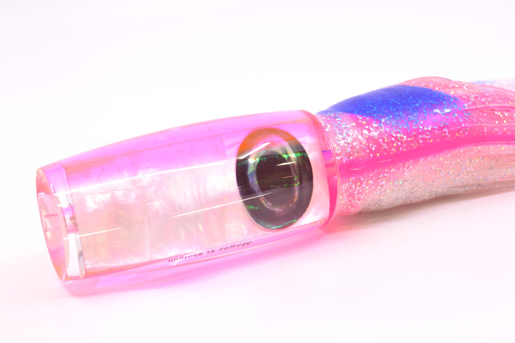 Moyes Lures White MOP Pink Back XL Shotgun 14" 12oz Skirted Holo-Blue Bars/Pink-White GZE