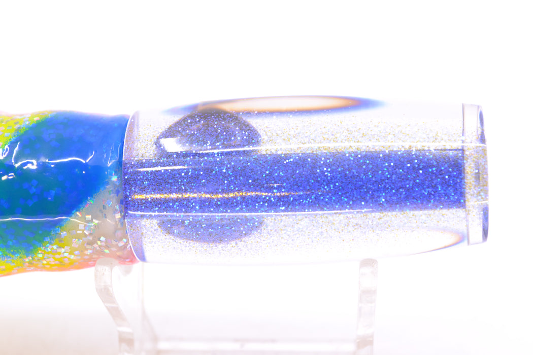 Moyes Lures Clear Mirrored Blue Glitter Back Taxi Eyes Small Shotgun 9" 4oz Skirted GZE