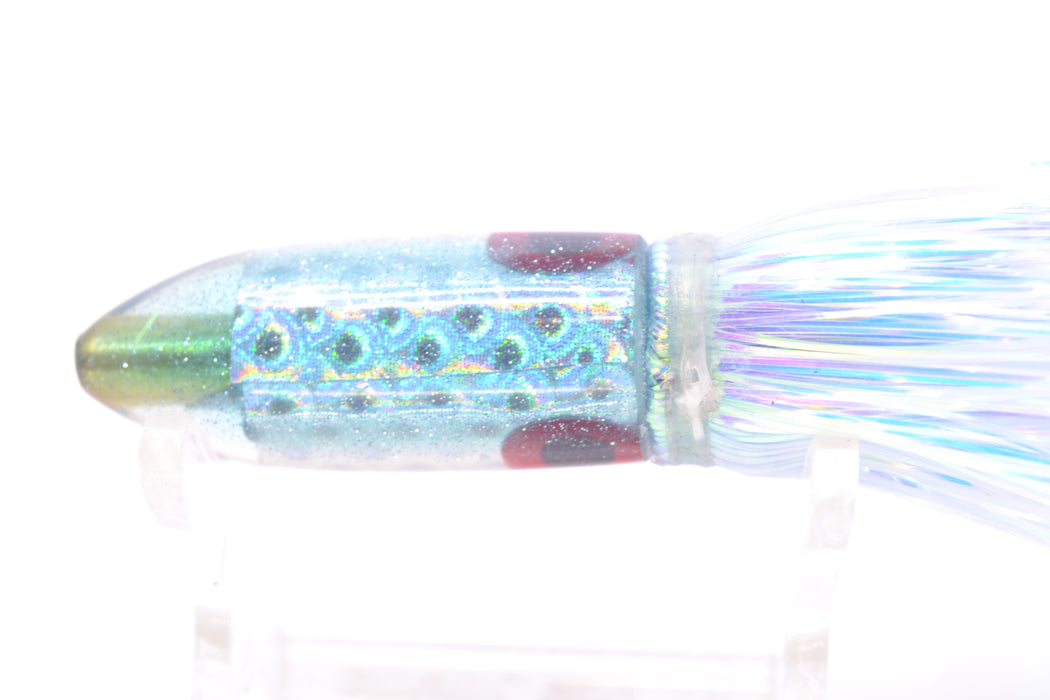 Coggin Lures Silver Rainbow Scale Ice Blue Back Peanut Dart 4.5" 1.5oz Flashabou GZE