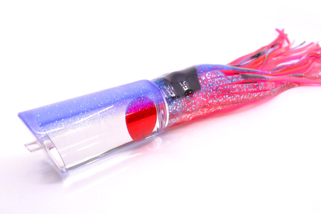 Moyes Lures Mirrored Blue Glittered Back Red Eyes Medium Pipe Bomb 12" 7.5oz Skirted
