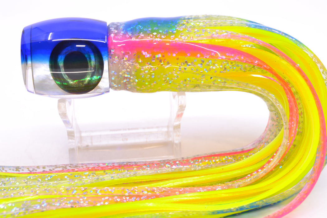 Moyes Lures White MOP Blue Back Taxi Eyes Small Secret 9" 3oz Skirted Holo-Blue Bars