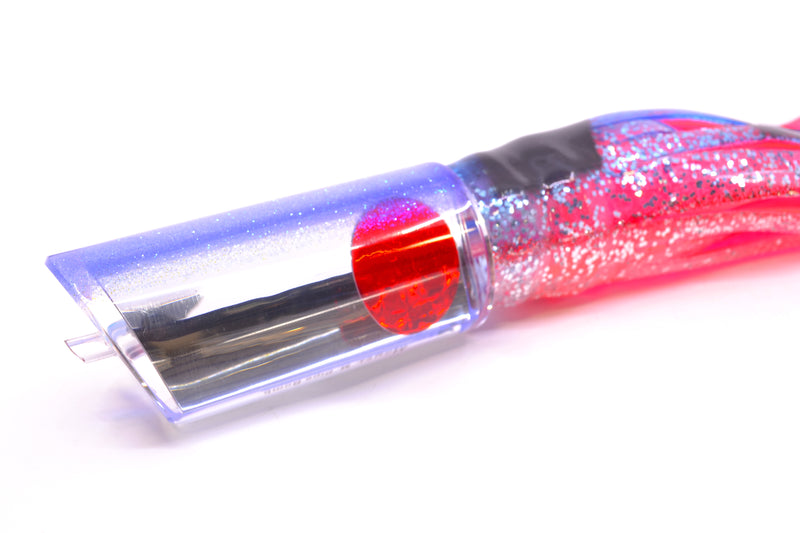 Moyes Lures Mirrored Blue Glittered Back Red Eyes Medium Pipe Bomb 12" 7.5oz Skirted