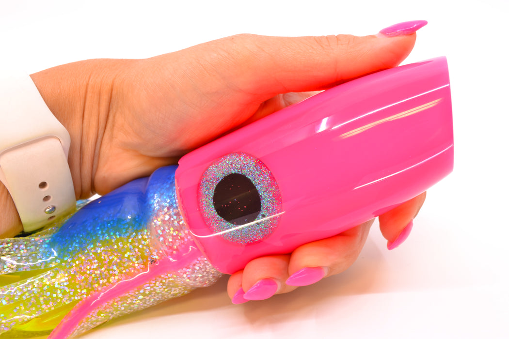 Joe Yee Lures by KEGZ Pink Pearl Super Plunger 14" 11.5oz Skirted Holo & Blue Bars/Chartreuse