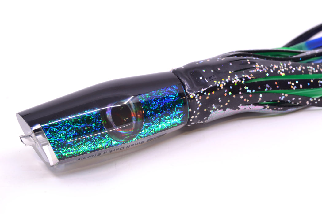 Moyes Lures Green-Blue Oil Slick Black Back Small Dark-N-Stormy 9" 4.5oz Skirted Black