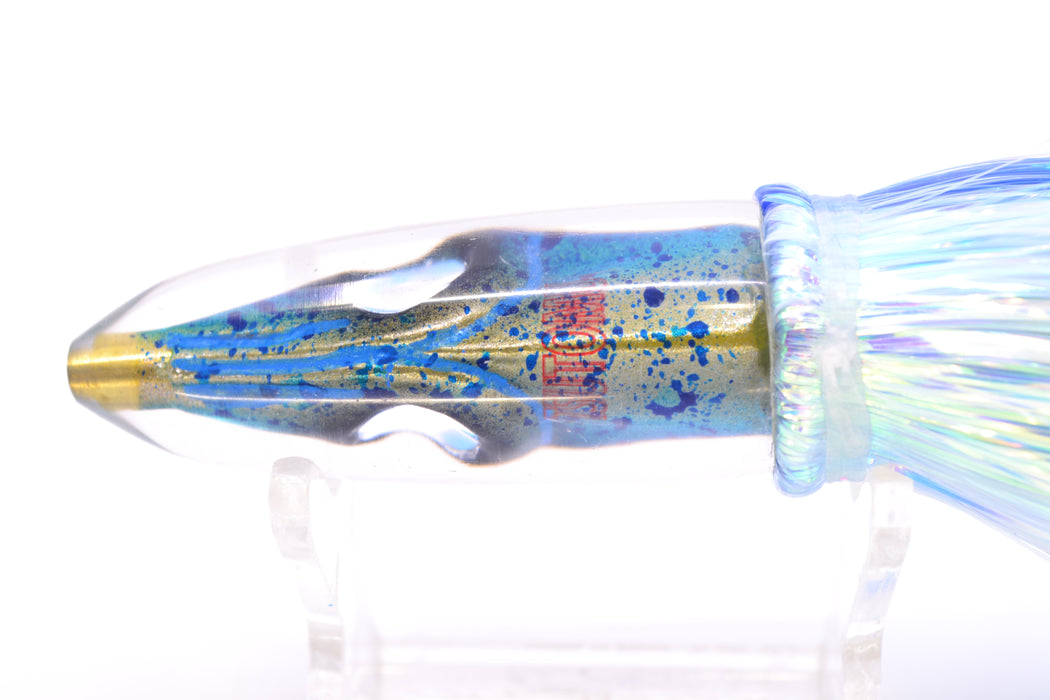 Tsutomu Lures Blue Mahi Fish Head Poke Bullet 6" 2.8oz Flashabou Blue-White