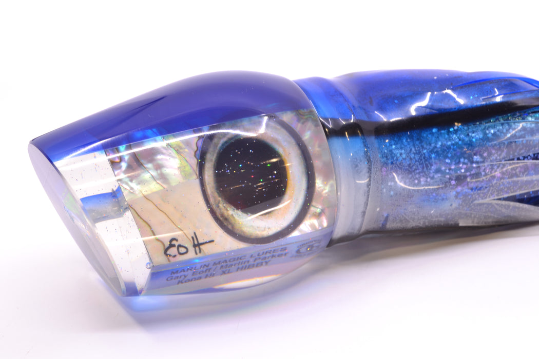 Marlin Magic White Abalone Blue Back Taxi Eyes XL Hibby 16" 18oz Skirted Blue Skipjack GZE
