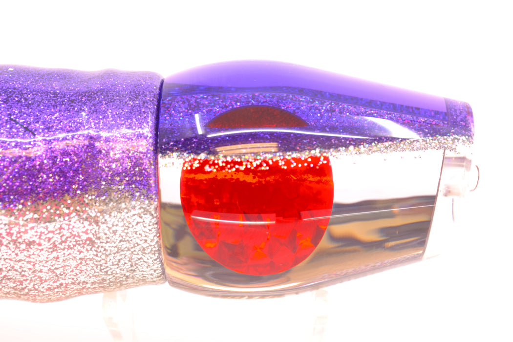 Moyes Lures Clear Mirrored Purple-Silver Back Red Eyes Large Sumo 14" 13.8oz Skirted