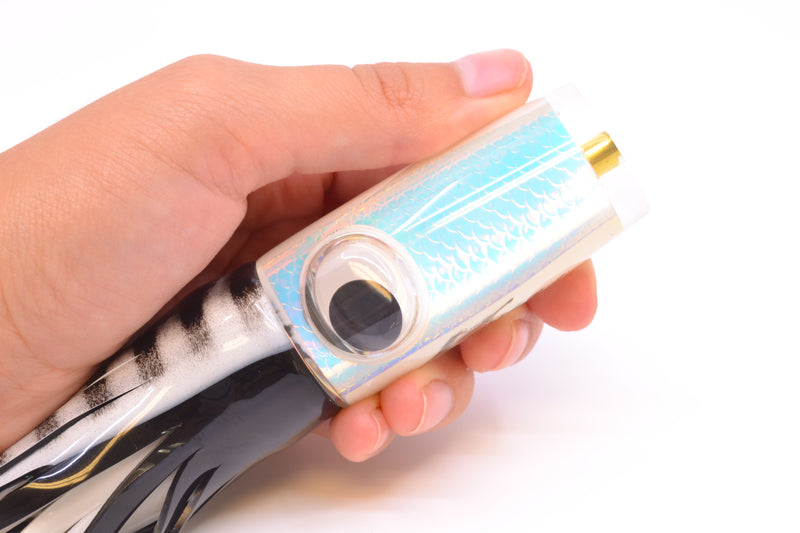 Koya Lures Ice Rainbow Scale White Pearl Hard Head 9" 4oz Skirted White Aurora
