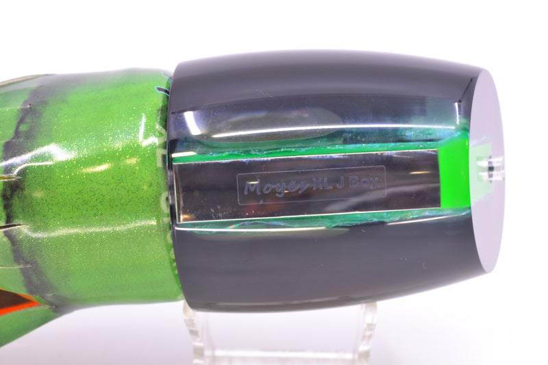 Moyes Lures Green-Orange Dichro Black Back XL J-Boy Teaser 16.3oz FT Vinyl Green Tiger